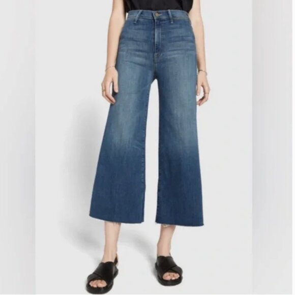 MOTHER Denim - MOTHER DENIM "The Swooner Roller Fray Crop"  Wide Leg Medium Wash Jeans - 26